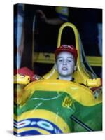 Prince William in F1 Benetton car at British Grand Prix , July 1992-null-Stretched Canvas