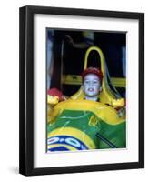 Prince William in F1 Benetton car at British Grand Prix , July 1992-null-Framed Premium Photographic Print