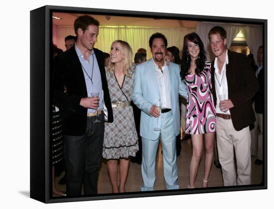 Prince William, Natasha Bedingfield, Tom Jones, Joss Stone and Prince Harry following pop concert i-null-Framed Stretched Canvas