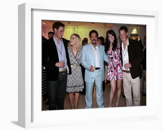 Prince William, Natasha Bedingfield, Tom Jones, Joss Stone and Prince Harry following pop concert i-null-Framed Photographic Print