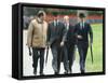 Prince William & Prince Harry wearing tie and traditional bowler hat, attending the Combined Cavalr-null-Framed Stretched Canvas