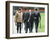 Prince William & Prince Harry wearing tie and traditional bowler hat, attending the Combined Cavalr-null-Framed Photographic Print