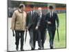 Prince William & Prince Harry wearing tie and traditional bowler hat, attending the Combined Cavalr-null-Mounted Photographic Print