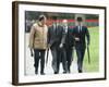 Prince William & Prince Harry wearing tie and traditional bowler hat, attending the Combined Cavalr-null-Framed Photographic Print