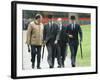 Prince William & Prince Harry wearing tie and traditional bowler hat, attending the Combined Cavalr-null-Framed Photographic Print
