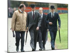 Prince William & Prince Harry wearing tie and traditional bowler hat, attending the Combined Cavalr-null-Mounted Photographic Print