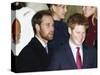 Prince William, sporting a new beard, with his brother Prince Harry as the Royal Family attend a Ch-null-Stretched Canvas