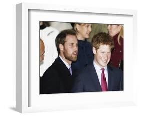 Prince William, sporting a new beard, with his brother Prince Harry as the Royal Family attend a Ch-null-Framed Photographic Print