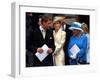 Prince William talking to his grand mother Queen Elizabeth II on the steps at St Paul's Cathedral, -null-Framed Photographic Print