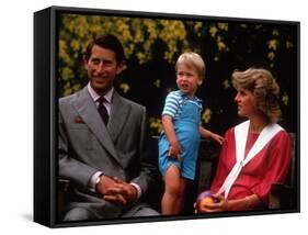Prince William with his parents on his 2nd birthday, June 1984-null-Framed Stretched Canvas