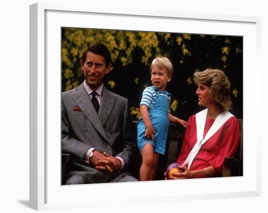 Prince William with his parents on his 2nd birthday, June 1984-null-Framed Photographic Print