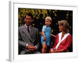 Prince William with his parents on his 2nd birthday, June 1984-null-Framed Photographic Print