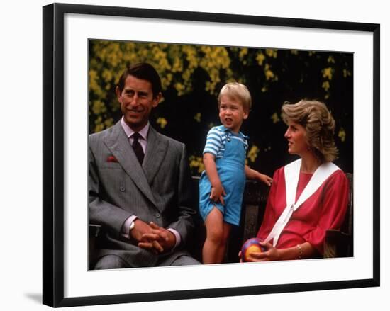 Prince William with his parents on his 2nd birthday, June 1984-null-Framed Photographic Print