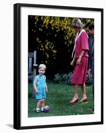 Prince William with parents on his 2nd birthday, June 1984-null-Framed Photographic Print