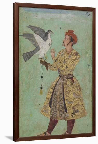 Prince With a Falcon, c.1600-5-Mughal School-Framed Giclee Print