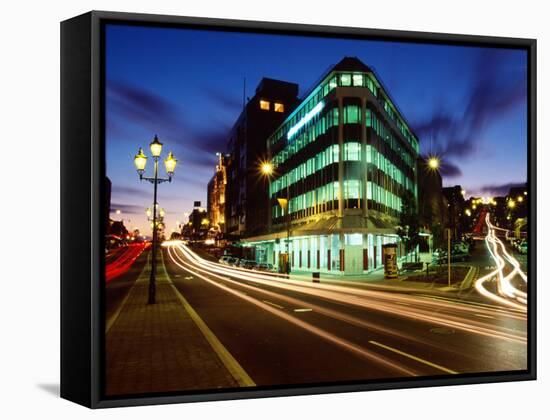 Princes Street and High Street at Dusk, Dunedin, New Zealand-David Wall-Framed Stretched Canvas