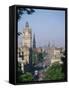 Princes Street Including the Waverley Hotel Clock Tower, Edinburgh, Lothian, Scotland, UK-Richardson Rolf-Framed Stretched Canvas