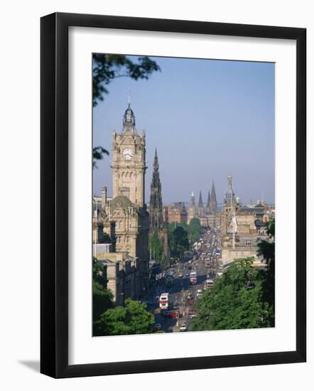 Princes Street Including the Waverley Hotel Clock Tower, Edinburgh, Lothian, Scotland, UK-Richardson Rolf-Framed Photographic Print