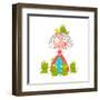 Princess and Many Prince Frogs Portrait Colored Drawing. Colorful Fun Childish Hand Drawn Illustrat-Popmarleo-Framed Art Print