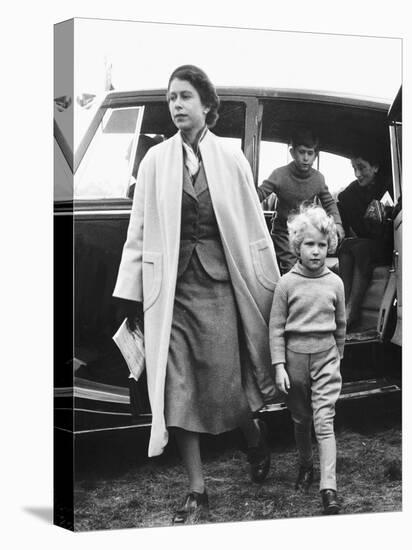 Princess Anne at Four Years Old Arriving with Queen Elizabeth at a Horse Show May 1955-null-Stretched Canvas