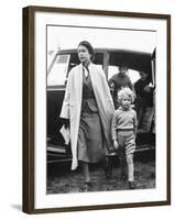 Princess Anne at Four Years Old Arriving with Queen Elizabeth at a Horse Show May 1955-null-Framed Photographic Print