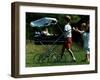 Princess Beatrice is being pushed in pram by Prince william and Harry-null-Framed Photographic Print