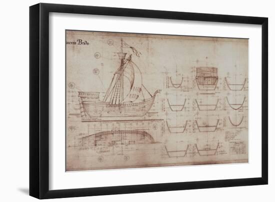 Princess Bride the Movie: Ship Illustration-null-Framed Premium Giclee Print