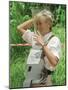 Princess Diana Adjusts Her Face Protector During Her Visit to Mine Fields in Haumbo Angola-null-Mounted Photographic Print