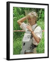 Princess Diana Adjusts Her Face Protector During Her Visit to Mine Fields in Haumbo Angola-null-Framed Photographic Print