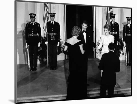 Princess Diana and Prince Charles with Ronald Reagan and Nancy Reagan at the White House-null-Mounted Photographic Print