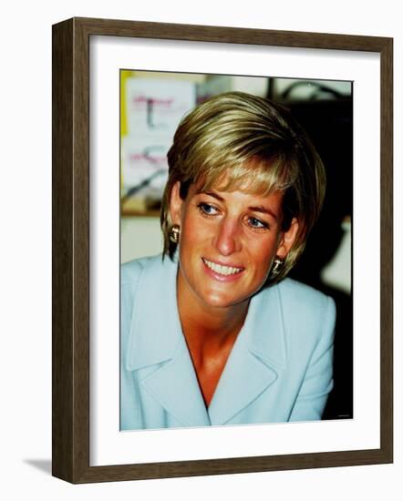 Princess Diana at Brompton Hospital to Highlight Cystic Fibrosis Week-null-Framed Photographic Print