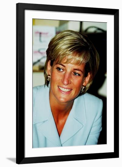 Princess Diana at Brompton Hospital Wearing Pale Blue Versace Suit-null-Framed Photographic Print