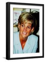 Princess Diana at Brompton Hospital Wearing Pale Blue Versace Suit-null-Framed Photographic Print