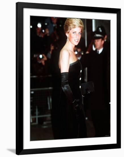 Princess Diana at the Royal Premiere of Dangerous Liaisons in London March 1989-null-Framed Photographic Print