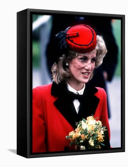 Princess Diana at the Royal School For the Blind at Leatherhead December 1984-null-Framed Stretched Canvas