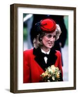 Princess Diana at the Royal School For the Blind at Leatherhead December 1984-null-Framed Photographic Print