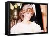 Princess Diana Attends a Banquet in Auckland New Zealand Wearing a Yellow Dress and Tiara-null-Framed Stretched Canvas