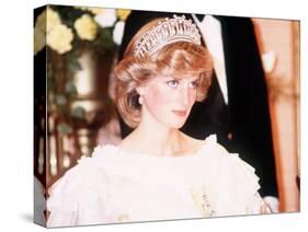 Princess Diana Attends a Banquet in Auckland New Zealand Wearing a Yellow Dress and Tiara-null-Stretched Canvas