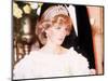 Princess Diana Attends a Banquet in Auckland New Zealand Wearing a Yellow Dress and Tiara-null-Mounted Photographic Print