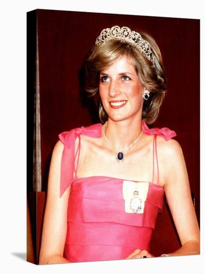 Princess Diana in Australia at the State Reception at Brisbane Wearing a Pink Dress and Tiara-null-Stretched Canvas