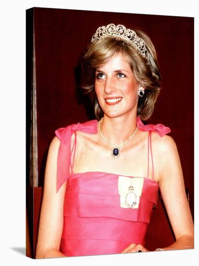 Princess Diana in Australia at the State Reception at Brisbane Wearing a Pink Dress and Tiara-null-Stretched Canvas