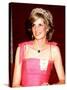 Princess Diana in Australia at the State Reception at Brisbane Wearing a Pink Dress and Tiara-null-Stretched Canvas