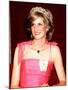 Princess Diana in Australia at the State Reception at Brisbane Wearing a Pink Dress and Tiara-null-Mounted Premium Photographic Print