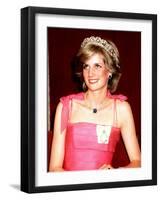 Princess Diana in Australia at the State Reception at Brisbane Wearing a Pink Dress and Tiara-null-Framed Photographic Print