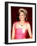 Princess Diana in Australia at the State Reception at Brisbane Wearing a Pink Dress and Tiara-null-Framed Photographic Print