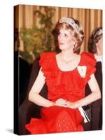 Princess Diana in Australia Tasmania at the State Reception in Wrest Point Hotel Wearing Red Dress-null-Stretched Canvas