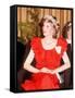 Princess Diana in Australia Tasmania at the State Reception in Wrest Point Hotel Wearing Red Dress-null-Framed Stretched Canvas