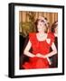 Princess Diana in Australia Tasmania at the State Reception in Wrest Point Hotel Wearing Red Dress-null-Framed Photographic Print