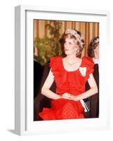 Princess Diana in Australia Tasmania at the State Reception in Wrest Point Hotel Wearing Red Dress-null-Framed Photographic Print