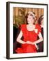 Princess Diana in Australia Tasmania at the State Reception in Wrest Point Hotel Wearing Red Dress-null-Framed Photographic Print